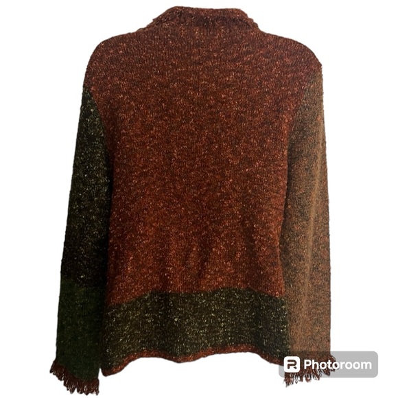 Chico's Women’s Button Down Knit Sweater Earth Tone Colors Boho Style Medium - Picture 3 of 7